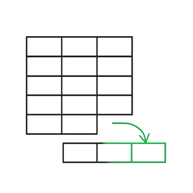 Line drawing of a spreadsheet grid with one new row sliding in